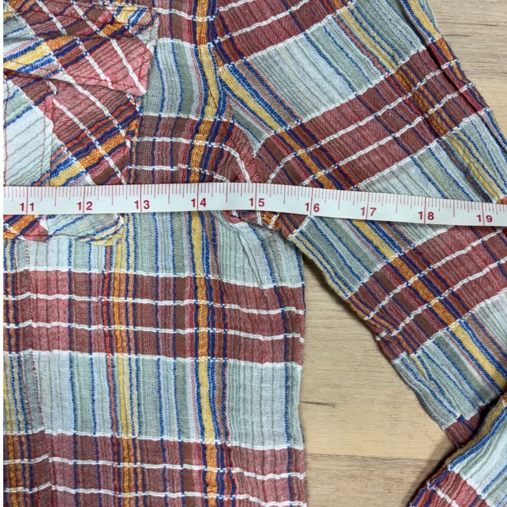 We The Free Free People Plaid Button Down Shirt Red Blue Cotton XS - Picture 7 of 10